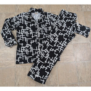 Bed Head sz S 2pc Flannel Pajama Set Top & Bottoms crossword puzzle sleep 0510